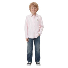 USPA Kids Boys Vertical Striped Oxford Shirt (UKSHT1981_Pink_13-14Y) - Goyalsons ShopMax