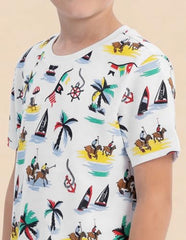 USPA Kids Boys Graphic Printed Regular Fit T-Shirt (UKTSH2519_White_4-5Y)