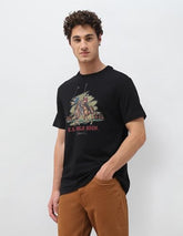 U.S. Polo Assn. Denim Co. Men's Graphic Brand Printed Slim Fit T-Shirt (UDTSH4023_Black_L)