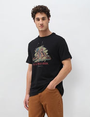 U.S. Polo Assn. Denim Co. Men's Graphic Brand Printed Slim Fit T-Shirt (UDTSH4023_Black_L)