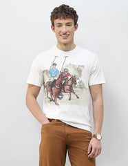 U.S. Polo Assn. Denim Co. Men's Graphic Brand Printed Slim Fit T-Shirt (UDTSH4024_Ivory_S)