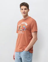 U.S. Polo Assn. Denim Co. Men's Graphic Brand Printed Slim Fit T-Shirt (UDTSH4076_Orange_L)