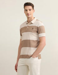 U.S.Polo Association Men's Horizontal Striped Sotogrande Polo Shirt (USTSH3408_Beige_XXL)