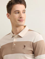 U.S.Polo Association Men's Horizontal Striped Sotogrande Polo Shirt (USTSH3408_Beige_XXL)