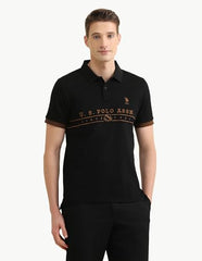U.S.Polo Association men's embroidered Sotogrande polo shirt, long-sleeve T-shirt, displayed on a hanger.