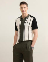 U.S.Polo Association men's vertical striped colorblocked Sotogrande polo shirt, long-sleeve T-shirt in classic style with polo branding.