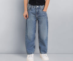 USPA Kids Boys Whiskered Baggy Fit Jeans (UKJEN866_Dark Blue_11-12 Years)