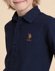 USPA Kids Boys Solid Regular Fit Shirt (UKSHT1903_Indigo_4-5 Years)