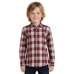 USPA Kids Boys Twill Plaid Checked Shirt (UKSHT1916_Maroon_13-14 Years)