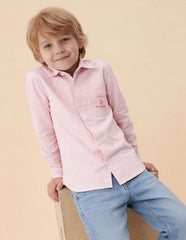 USPA Kids Boys Vertical Striped Oxford Shirt (UKSHT1931_Pink_6-7 Years)
