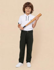 USPA Kids Boys Mid Rise Twill Trousers (UKTRO0292_Olive_13-14 Years)