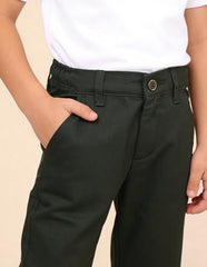 USPA Kids Boys Mid Rise Twill Trousers (UKTRO0292_Olive_13-14 Years)