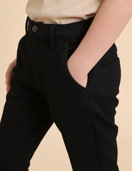 USPA Kids Boys Mid Rise Slim Fit Trousers (UKTRO0303_Black_12-24 M)