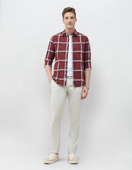 U.S.Polo Association men's windowpane checked New Port Marina casual shirt with button-up front and long sleeves.