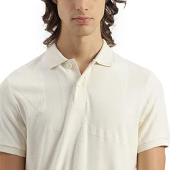 United Colors of Benetton Regular Fit Polo Neck Textured Since Towel T-Shirt (Size: XXL)-25A30TJJ3833IPK1 Off White