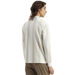 United Colors of Benetton Relaxed Fit Polo Neck Striped Brush Stroke T-Shirt (Size: XL)-25A3E58J3849I901 White