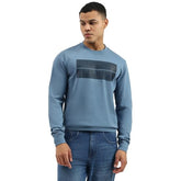 United Colors of Benetton Regular Fit Crew Neck Solid Tex Transfer Interlock Sweatshirt (Size: 3XL)-25A3E59J3074IDB1 Blue