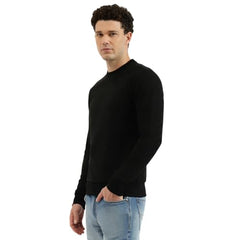 United Colors of Benetton Regular Fit Crew Neck Geometric Classic Polar Lining Sweatshirt - 25A3PLRJ3574I100 (Size : 2XL) Black