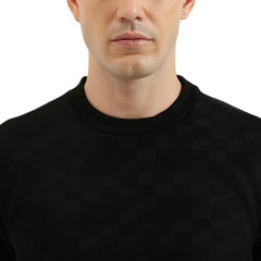 United Colors of Benetton Regular Fit Crew Neck Geometric Classic Polar Lining Sweatshirt - 25A3PLRJ3574I100 (Size : 2XL) Black