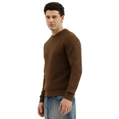 United Colors of Benetton Regular Fit Crew Neck Geometric Classic Polar Lining Sweatshirt - 25A3PLRJ3574IDC1 (Size : M) Brown