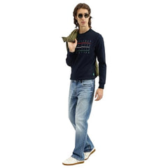 United Colors of Benetton Regular Fit Crew Neck Printed Outline Transfer Sweatshirt (Size: XXL)-25A3P59J5766IN22 Blue