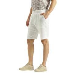 United Colors of Benetton Comfort Fit Solid Mid Rise Shorts (Size: 36) - 26P4DCSB0001I901 White