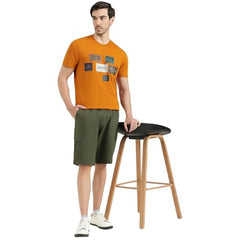 United Colors of Benetton Relaxed Fit Round Neck Printed T-Shirt (Size : 2XL) - 26P30H9J3321IDY2 Orange