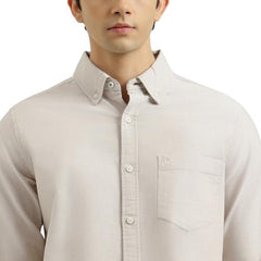 United Colors of Benetton Regular Fit Button Down Solid Oxford Chambrey Shirt