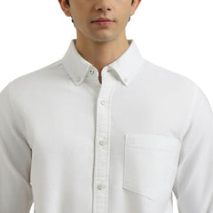 United Colors of Benetton Regular Fit Button Down Solid Oxford Chambrey Shirt