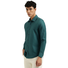 United Colors of Benetton Regular Fit Spread Collar Solid Shirt Green