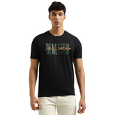 United Colors of Benetton Relaxed Fit Crew Neck Typography T-Shirt Black