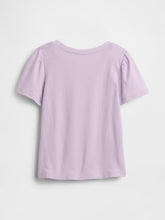 Girls' Logo Print Puff Sleeves Crew Neck T-Shirt, Lilac, 2Y
