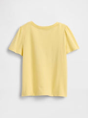 Girls' Logo Print Crew Neck T-Shirt, Yellow, 2Y