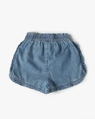 Girls' High Waist Dolphin Shorts, Blue, 2Y
