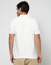 Men's Logo Print Slim Fit Polo Neck T-Shirt, Off White, L