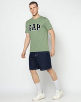 Men's Logo Print Slim Fit Crew Neck T-Shirt, Green, L