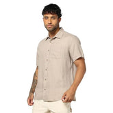 Men's Spread Collar Shirt, Brown, L