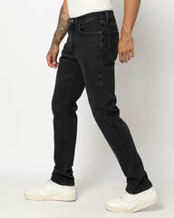 Mens Mid-Wash Slim-Fit Jeans, Black, 36