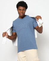 Mens Regular Logo Slim Fit T-Shirts, Blue, S