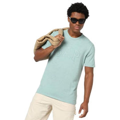 Mens Regular Logo Slim Fit T-Shirts, Aqua, S