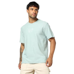 Men's Logo Print Relaxed Fit Crew Neck T-Shirt, Aqua, M