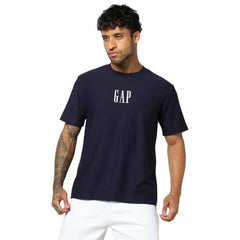 Men's Logo Print Relaxed Fit Crew Neck T-Shirt, Navy, L