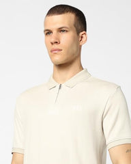 Men's Slim Polo Neck Polo T-Shirt, Off White, S