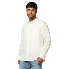 Men's Slim Fit Spread Collar Shirt, Off White, L