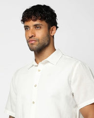Men's Spread Collar Shirt, Off White, M