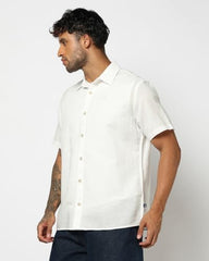 Men's Spread Collar Shirt, Off White, M