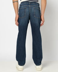 Mens mid Rise Solid Regular Fit Jeans, Dark Blue, 38