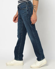 Mens mid Rise Solid Regular Fit Jeans, Dark Blue, 38