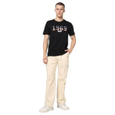 Men's Logo Print Crew Neck Slim T-Shirt, Black, XL