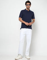 Men's Logo Print Slim Fit Polo Neck T-Shirt, Navy Blue, XXL